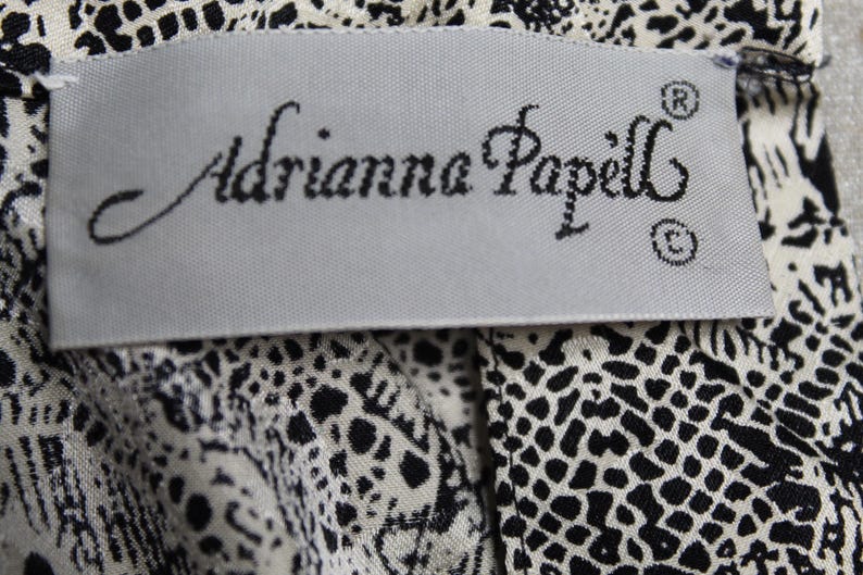 Vintage Adrianna Papell sidenblus svart/vit storlek L 1980-tal bild 8