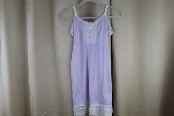 Vintage Girls Nylon Full Slip Lavender/Purple/Whi… - image 2