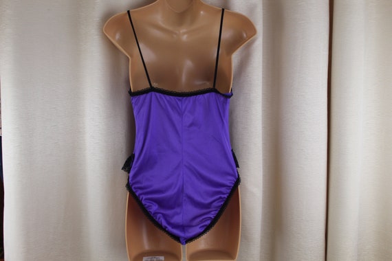 Vintage Purple/Black Nylon Teddie Size S/M 1970's - image 4