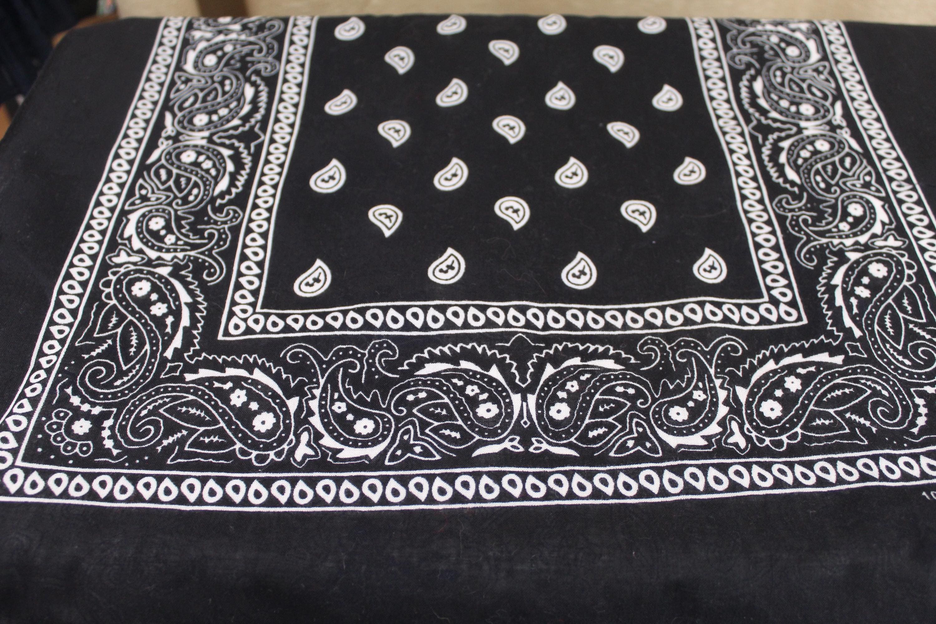 Vintage Black Lightweight Bandana 100% Cotton Soft - Etsy