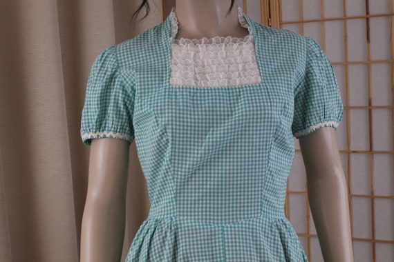 Vintage Pastel Green/White Square Dance Dress Siz… - image 6