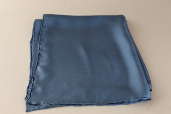 Vintage Blue Silk Pocket Square 17" x 16.5" - image 1