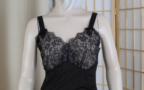 Vintage Luxite by Holeproof Black French Lace Ful… - image 1