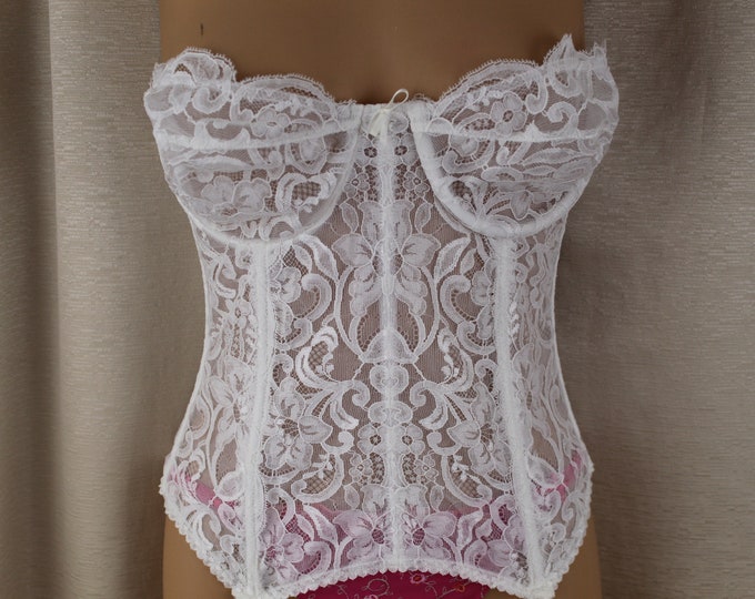 Vintage Felina Long Line Bra White Lace Strapless Size 34 C - Etsy