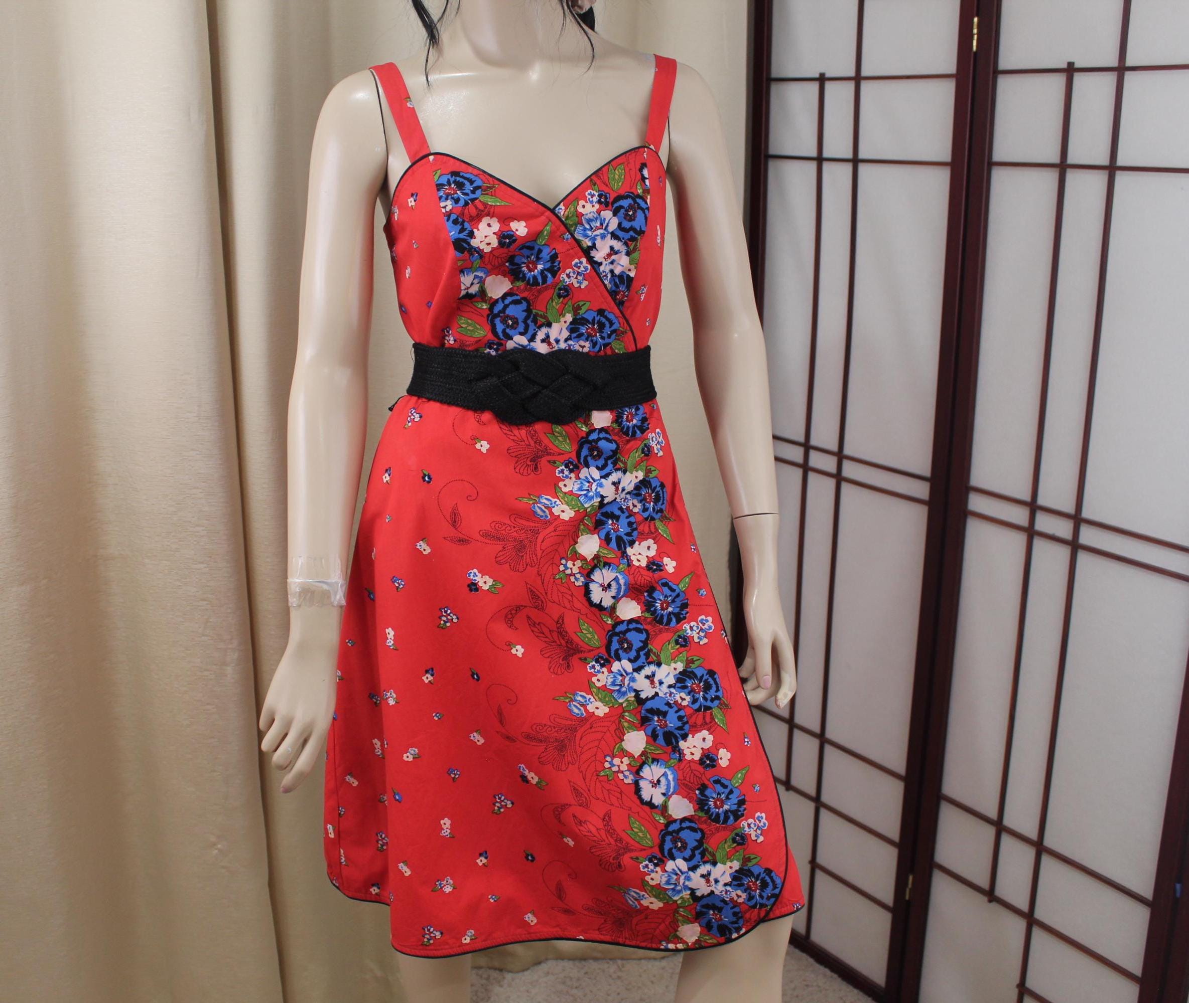 「希少」Betsey Johnson 赤 サテン ミニドレス an/AOC-3458/ミニドレス/キャバドレス/ショルダーリボン/レース