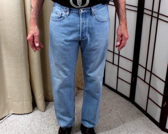Vintage Levi Jeans 501 Size 32" Waist/ 29" Inseam Light Blue Worn In Regular Fit