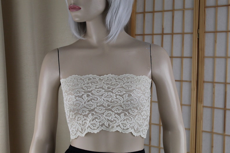 Vintage Ivory Lace Bandeau Bra Top Size Small