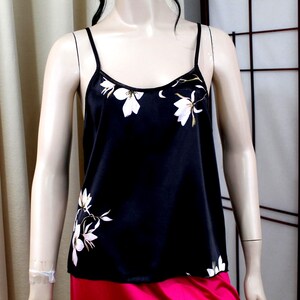 Vintage Black/Pink Satin Cami Size Medium