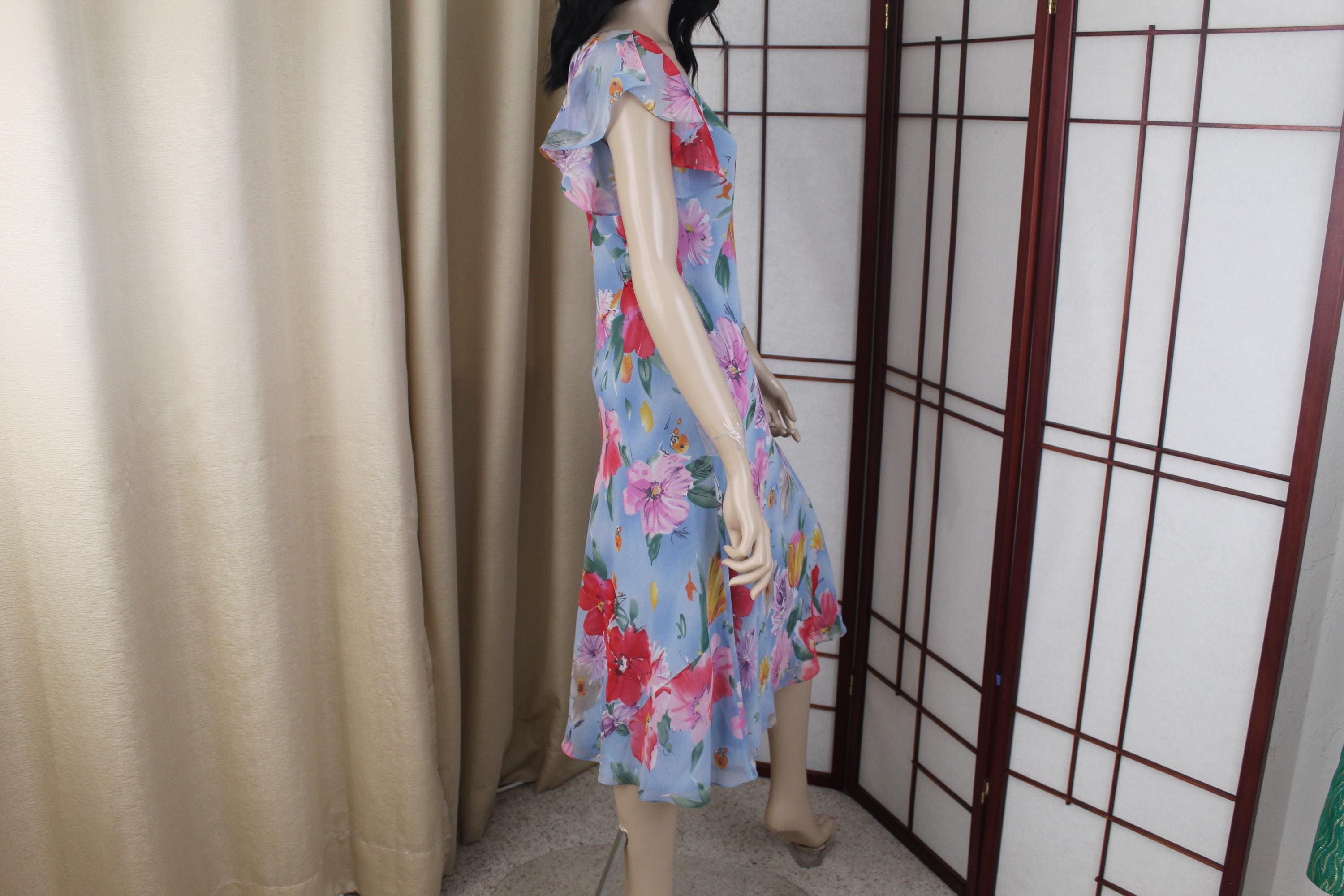 Vintage 'silk' Dress Size 8 Blue Floral Lauren Ralph Lauren Y2K S/M - Etsy Denmark Vintage 'silk' Dress Size 8 Blue Floral Lauren Ralph Lauren Y2K S/M - Etsy Denmark