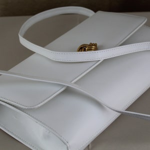 Vintage Morgan Taylor White Leather Cross Body Hand Bag image 2