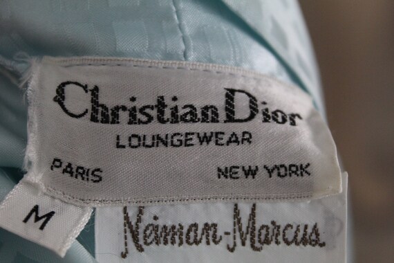 Vintage Christian Dior Neiman Marcus Satiny Robe Size M Turquoise
