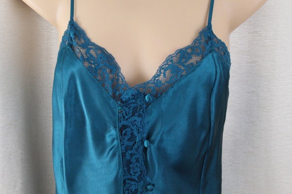 Vintage Victoria's Secret Emerald Green Satin Cam… - image 1