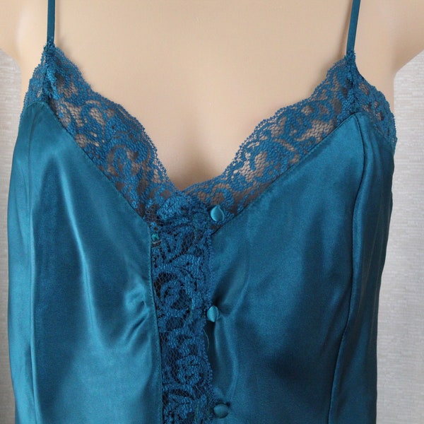 Vintage Victoria's Secret Smaragdgrün Satin Cami Größe Medium Gold Label