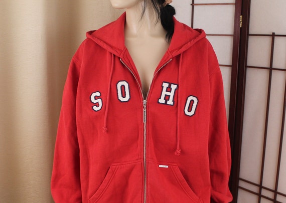 Vintage Lambretta Red SOHO Hoodie Size M L Soft Italian Scooter