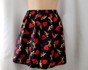 Spodenki do spania Vintage 'POOH' z czystego jedwabiu, rozmiar L, talia 27-37 cali