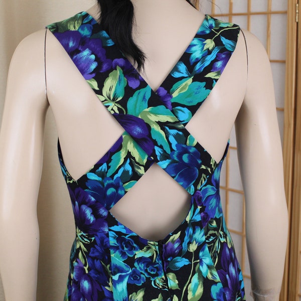 Vintage All That Jazz Summer Dress Strappy Size Small/Medium Blue/Green