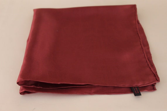Vintage Red/Brown Silk Hand Rolled  Pocket Square… - image 1