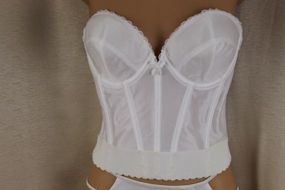 Vintage Arlauret by Ele-Sue Long Line Bra White S… - image 2