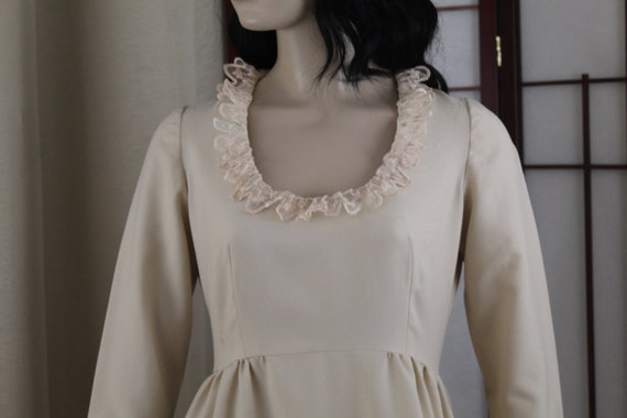 Vintage 1970's Victorian Style Prairie Dress Beig… - image 3