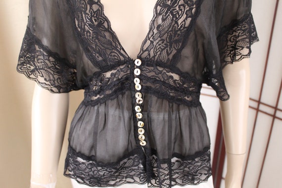 Vintage Black Sheer Evening Top Top Size Small - image 6