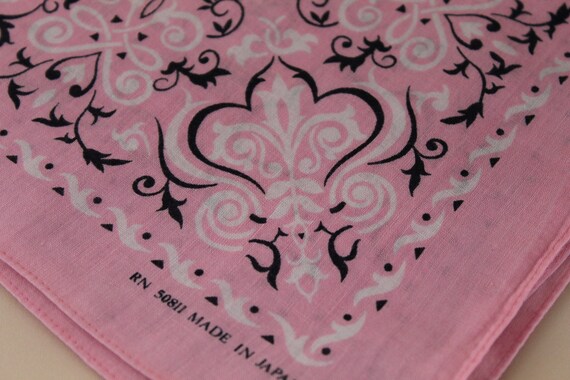 Vintage Pink Bandana Worn In Cotton Color Fast Ja… - image 5