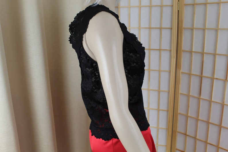 Vintage Black Lace Top By Ilusion Size Large Stretchy