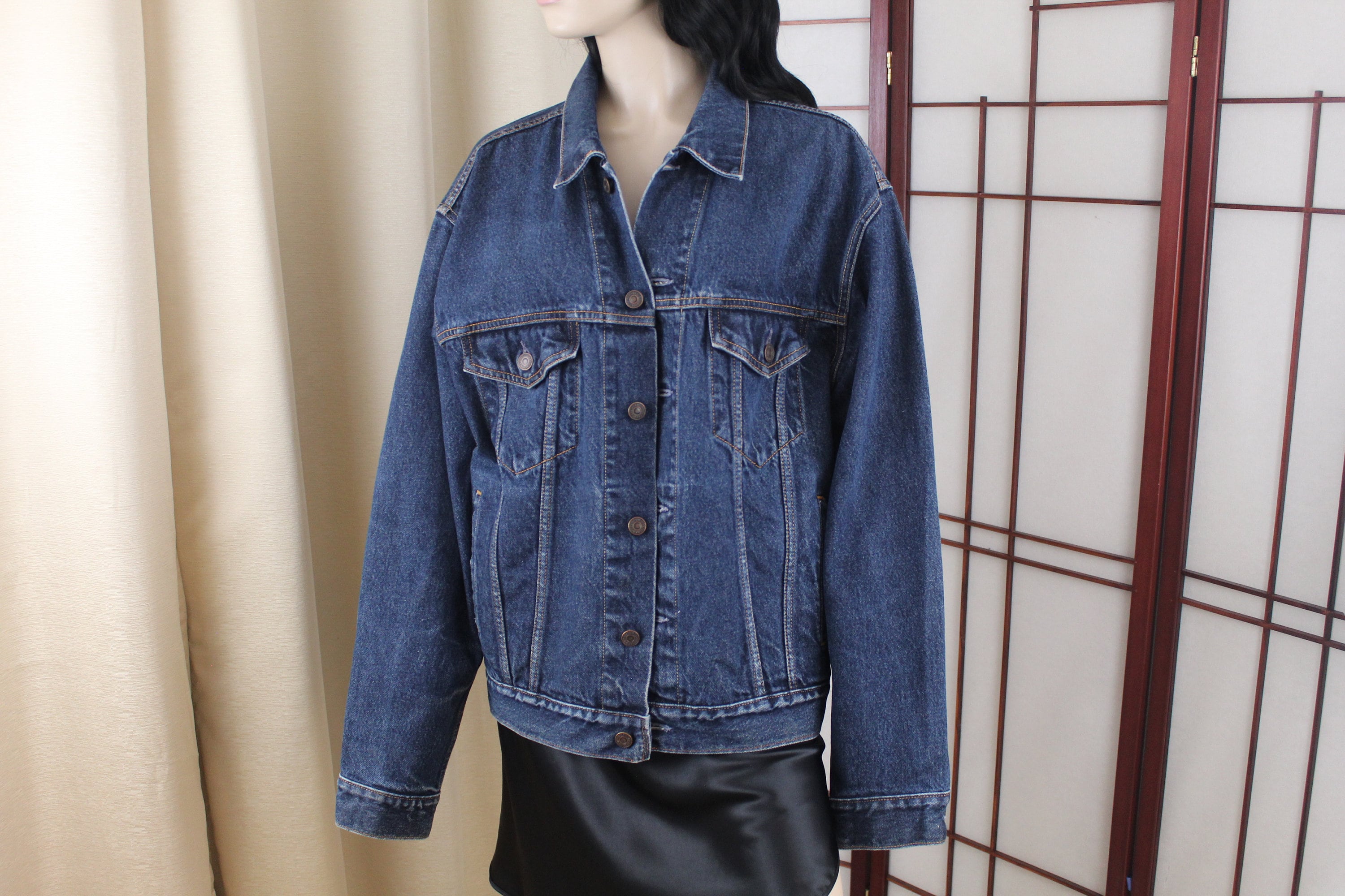 Vintage Levi Strauss & Co Blue Denim Jacket Trucker Size Medium - Etsy