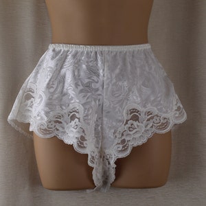 Vintage White Brocade/Lace French Knickers/Sleep Shorts Size XS/S 20-26" Waist
