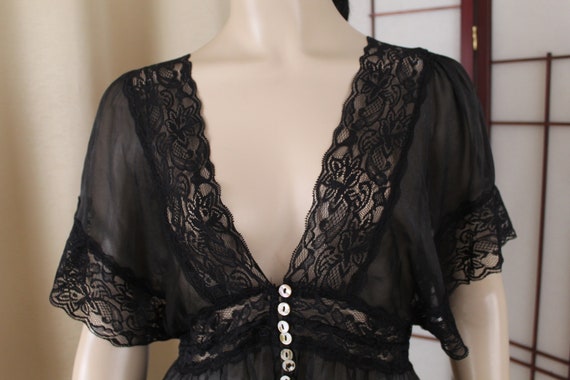 Vintage Black Sheer Evening Top Top Size Small - image 5