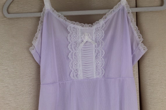 Vintage Girls Nylon Full Slip Lavender/Purple/Whi… - image 1