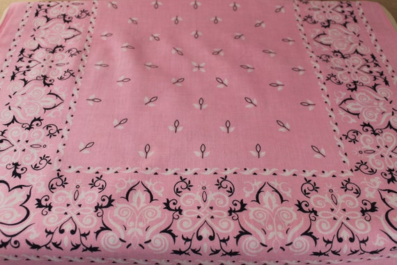 Vintage Pink Bandana Worn In Cotton Color Fast Ja… - image 2