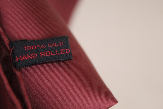 Vintage Red/Brown Silk Hand Rolled  Pocket Square… - image 6