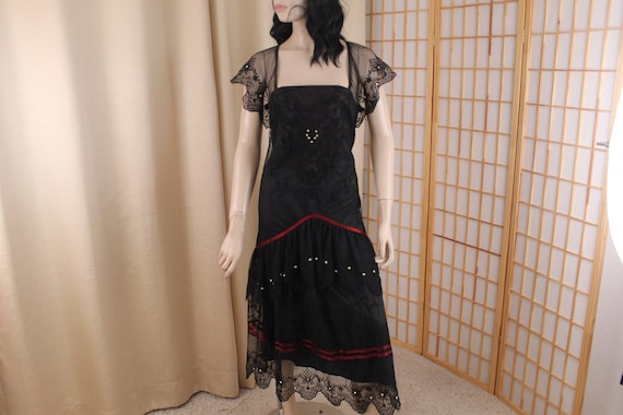 Vintage Ceegee by Sue Wong Black Long Dress Lace/rhinestones
