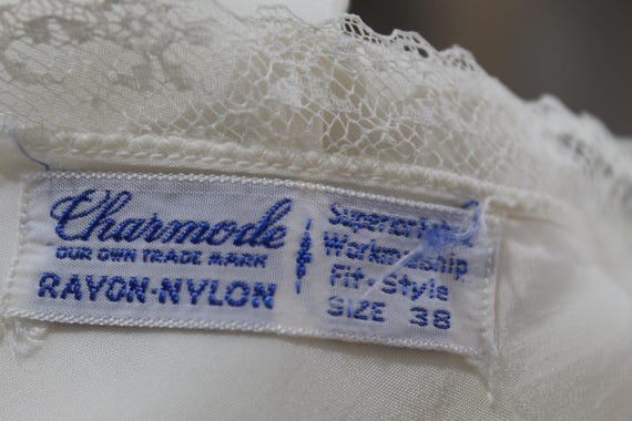Vintage Rare Charmode 1950's Satiny Silky White Full Slip Size 38