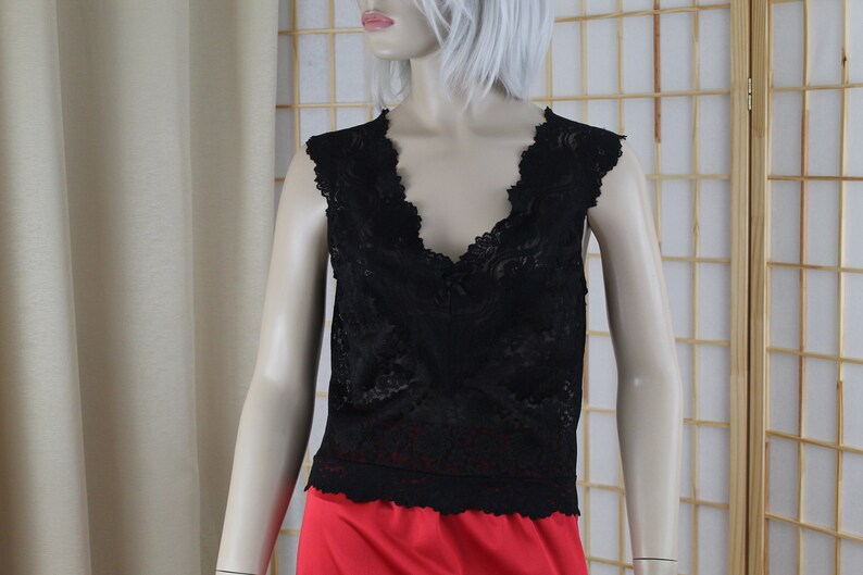 Vintage Black Lace Top By Ilusion Size Large Stretchy