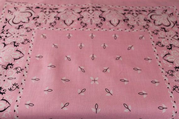 Vintage Pink Bandana Worn In Cotton Color Fast Ja… - image 3
