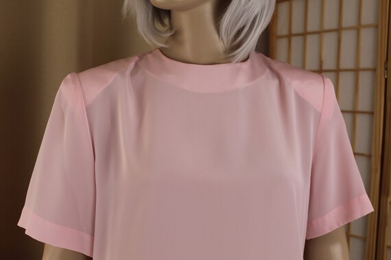 Vintage Pink Silky Blouse Size Medium 1980s - image 4