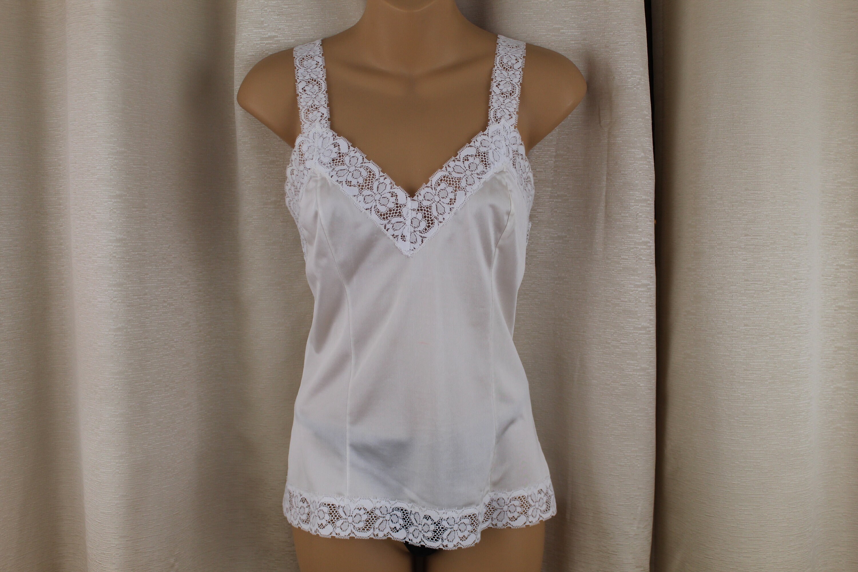 Vintage Komar Beige/white Nylon Cami Size 34 Small - Etsy Finland