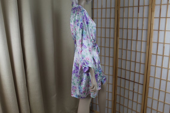Vintage Body Drama Floral Satin Silky Robe Size M… - image 7