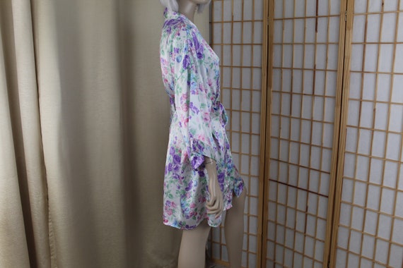 Vintage Body Drama Floral Satin Silky Robe Size M… - image 3