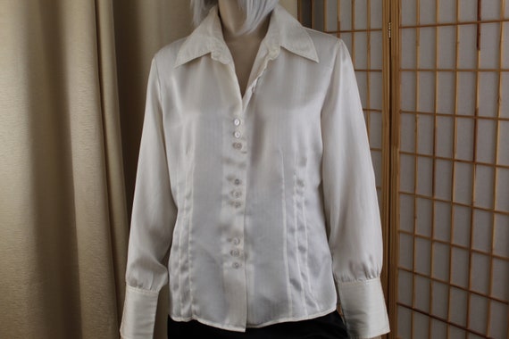 Vintage White Silk Silk Shirt by Norm Thompson Size 14 Long - Etsy