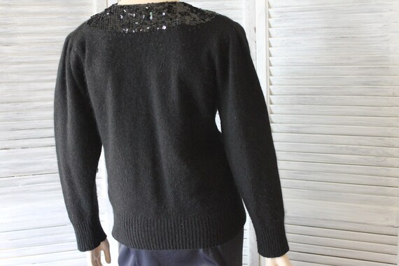 Vintage Womens Sweater Black Sequin  Designer  I.… - image 5