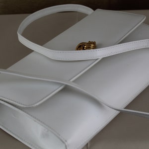 Vintage Morgan Taylor White Leather Cross Body Hand Bag image 3