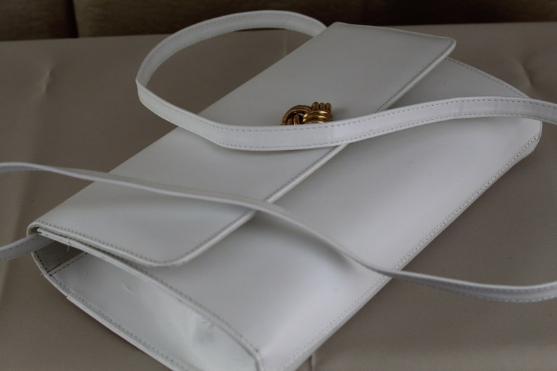 Vintage Morgan Taylor White Leather Cross Body Hand Bag image 3