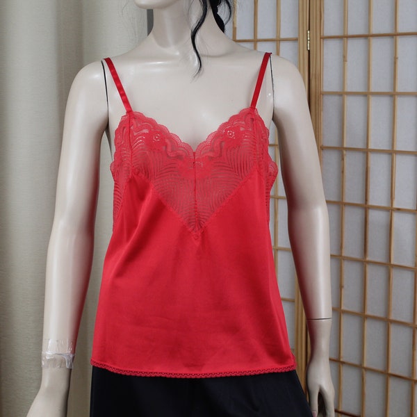 Vintage JC Penney Red Cami Size 34 Nylon