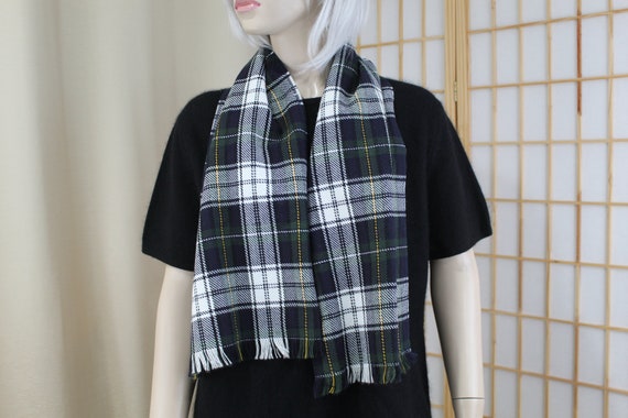 Vintage Plaid Soft Superfine Acrylic Scarf Green … - image 1