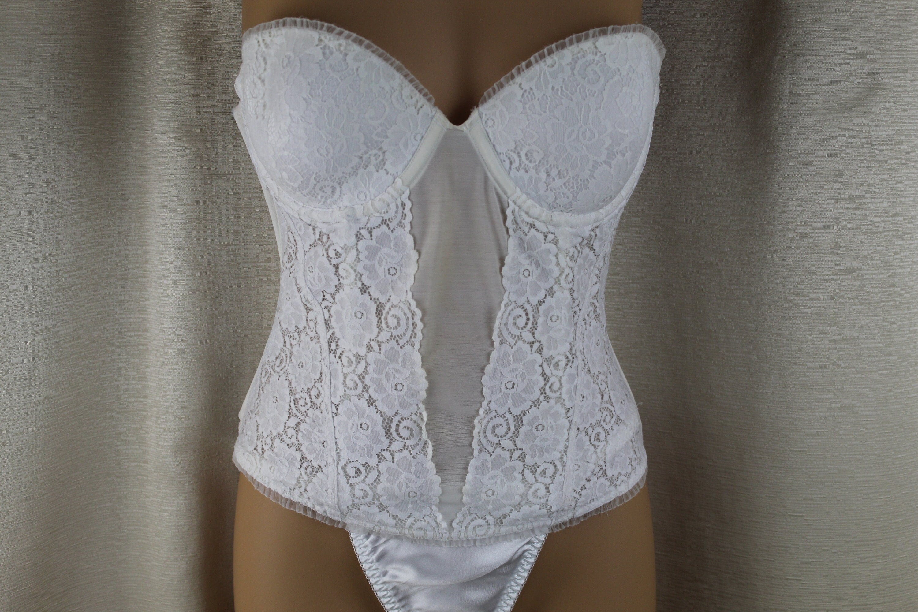 Vintage Maidenform Bra Long Line Bra/corset Size 36 A White/off White 90s -   Denmark