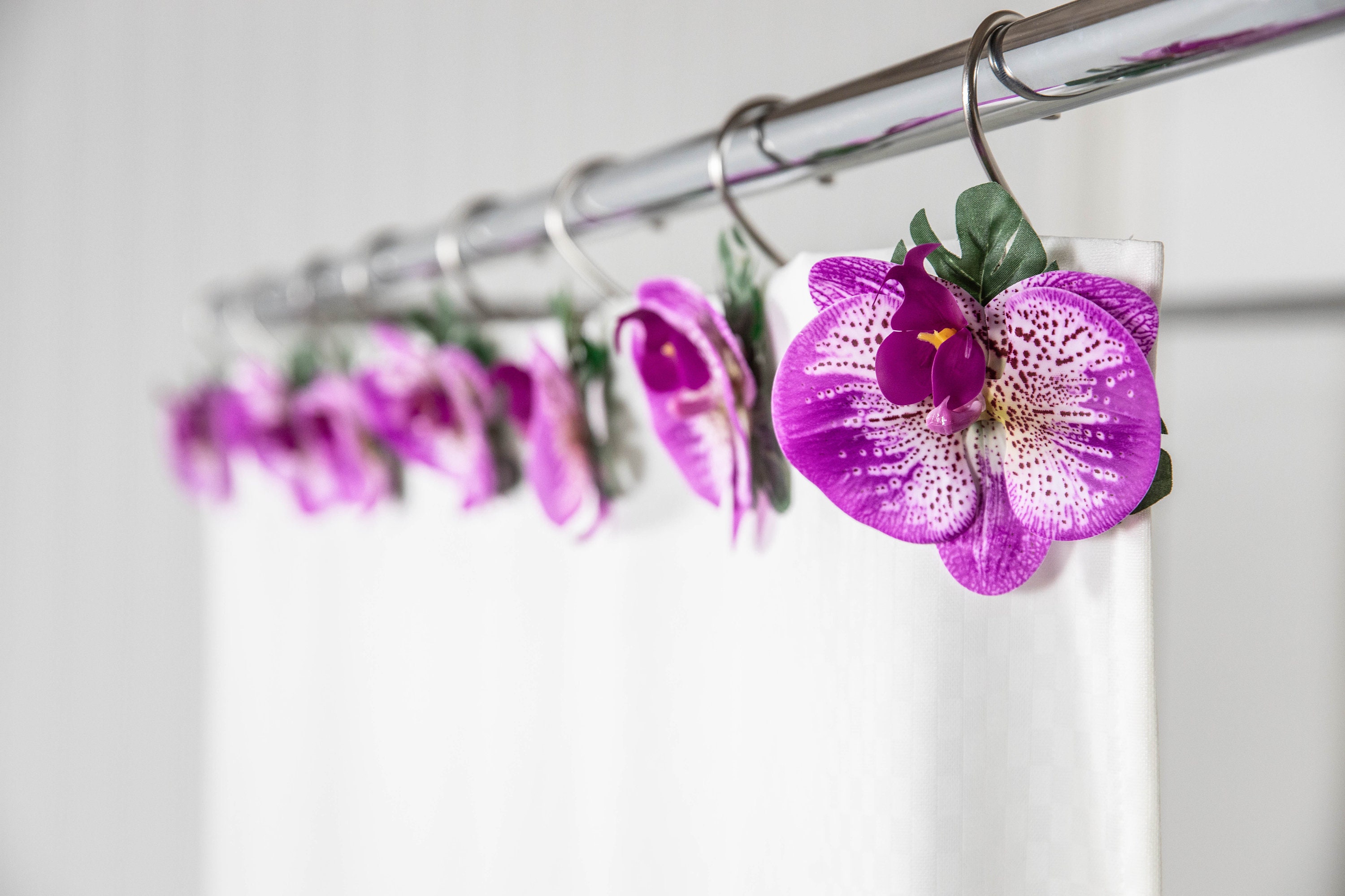 Purple Orchid Real Touch Shower Flower Curtain Hook or Ring Accessory  Decoration For Bathroom