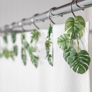 Crochet ou anneau pour rideau de douche sur le thème de la vigne Monstera, accessoires décoratifs pour salle de bain