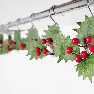 Very Holly Christmas Holiday Lifelike Decorative Shower Curtain Hook or Ring Accessories For Bathroom